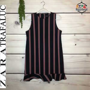 ZARA Trafaluc Striped Ruffle Hem Shift Dress L